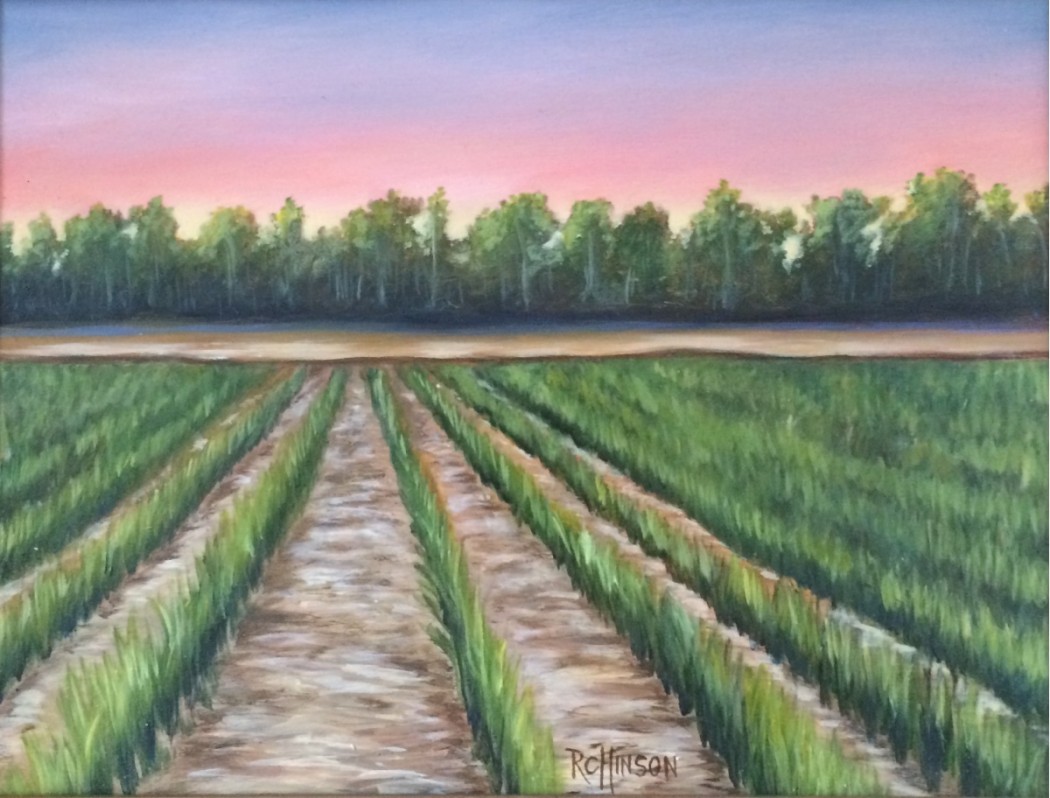 1050x798 Rice Field Rebecca Hinson Art Oil Paintings Amp Gouache - Rice Field Painting