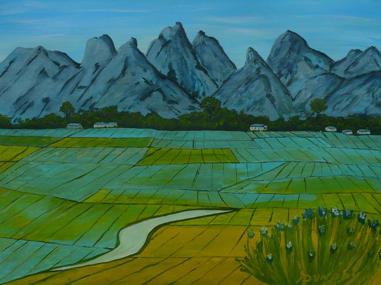 770x576 Saatchi Art Rice Fields Painting By Anthony Dunphy - Rice Field Painting