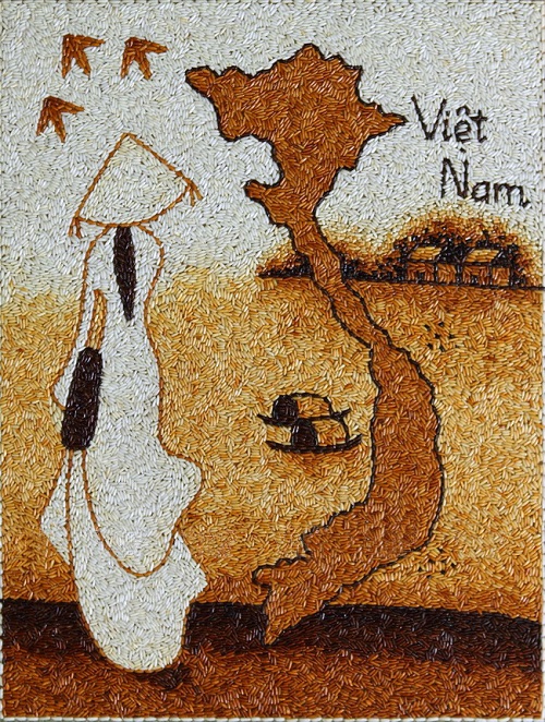 500x662 Vietnamese Rice Grain Painting - Rice Painting