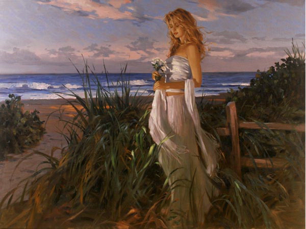 600x449 Richard S. Johnson (1939) American Gallery - Richard Brooks Painting Saying Grace