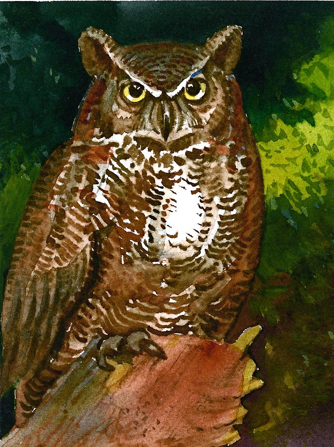 672x900 Richard Hinger - Richard Screech Owl Painting
