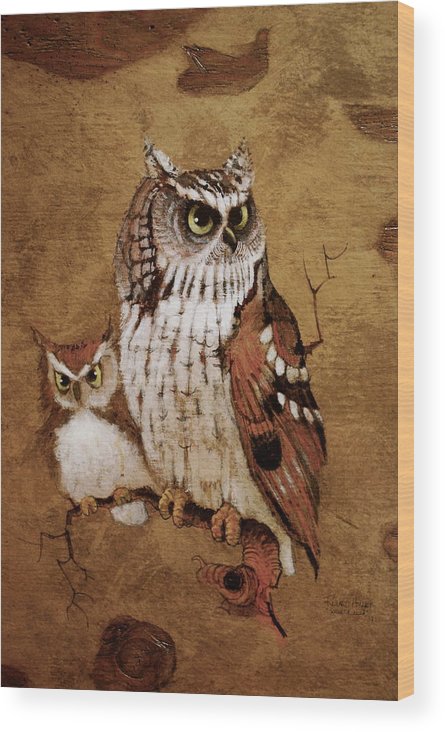 445x732 Screech Owls Wood Print By Richard Hinger - Richard Screech Owl Painting