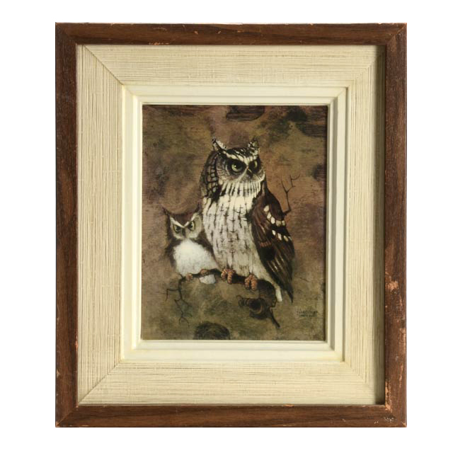 640x640 Offset Lithographic Reproduction After 1972 Richard Hinger - Richard Screech Owl Painting