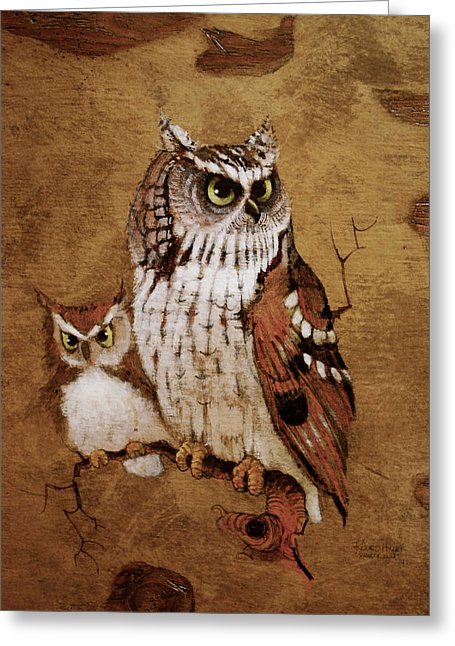 455x646 Screech Owls Painting By Richard Hinger - Richard Screech Painting