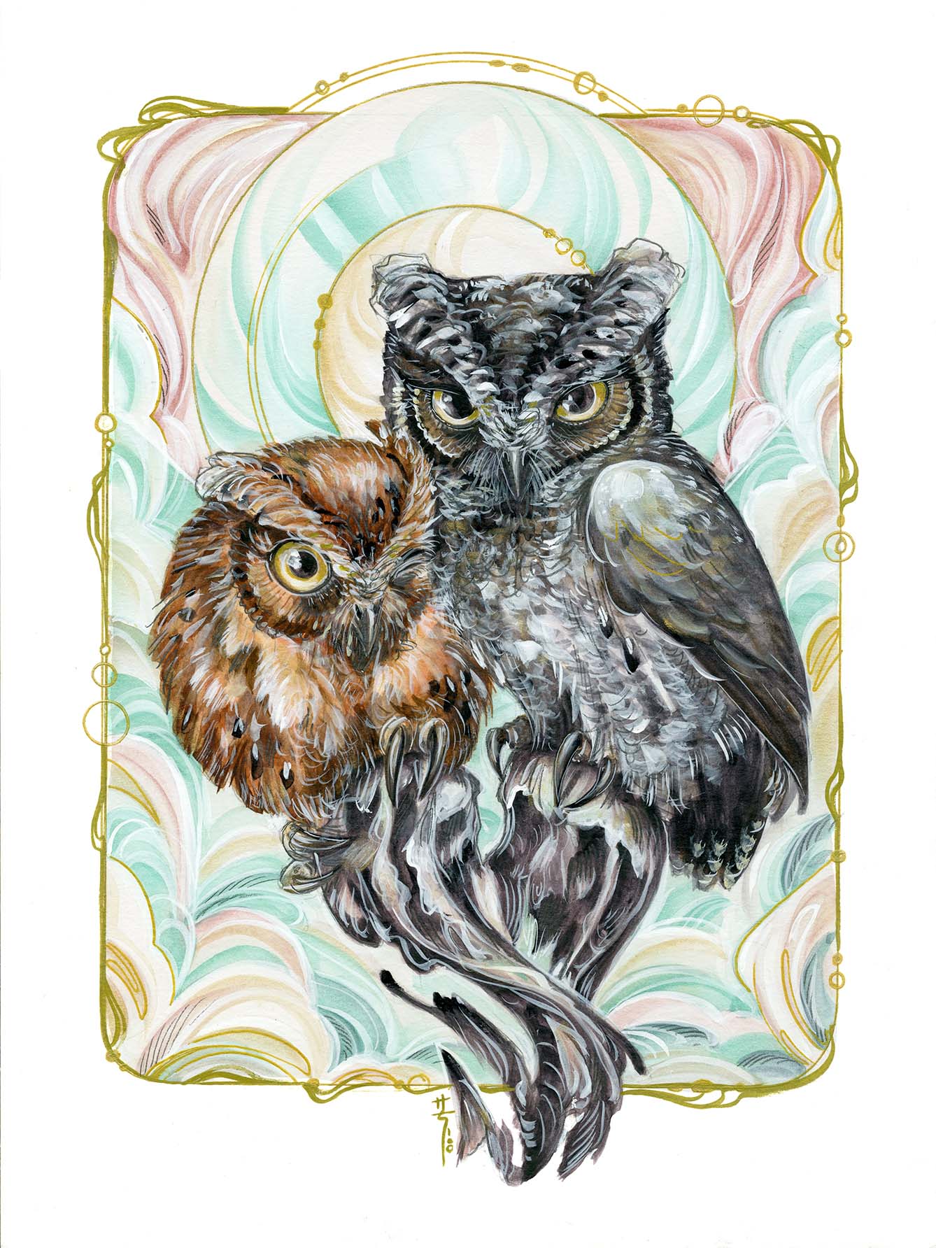 1338x1784 Sokoke Scops Owl Valentine's Day Card! Art Of Sara Richard - Richard Screech Painting
