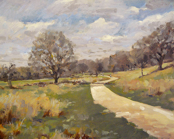 600x480 Richmond Park, Warm Day In Spring Plein Air Landscape Paintings - Richmond Painting