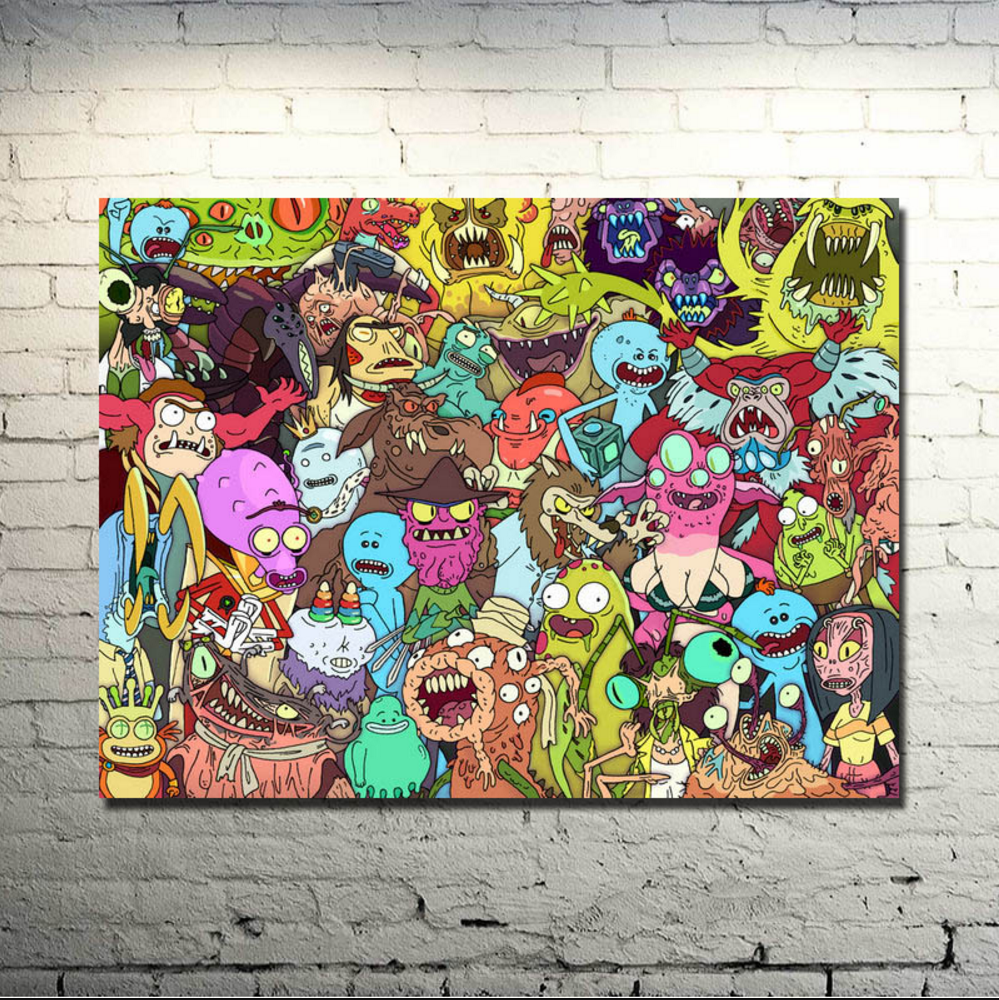 999x1000 Rick And Morty Alien Friends Print Poster Rick And Morty Goodies - Rick And Morty Painting