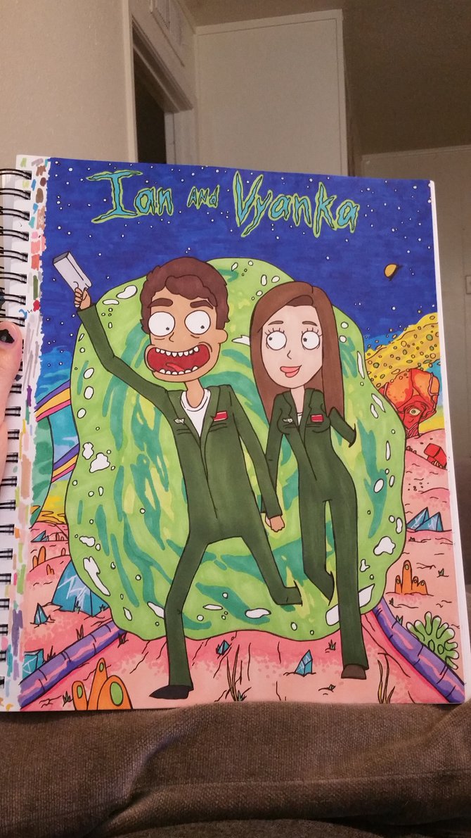 670x1191 Rick And Morty Couple Art Commission By Madartgeek - Rick And Morty Painting