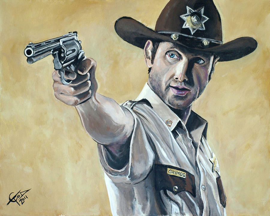 900x720 Rick Grimes Painting By Tom Carlton - Rick Grimes Painting