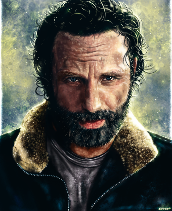 600x735 The Walking Dead - Rick Grimes Painting