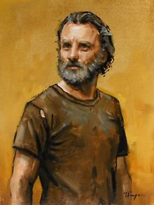 225x300 Portrait Of Rick Grimes From The Walking Dead Original Oil - Rick Grimes Painting