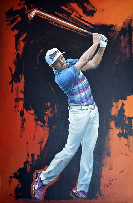 461x700 Ricky Fowler By Painted By Mark Robinson 120 Cm X 80 Cm For Sale - Rickie Fowler Painting