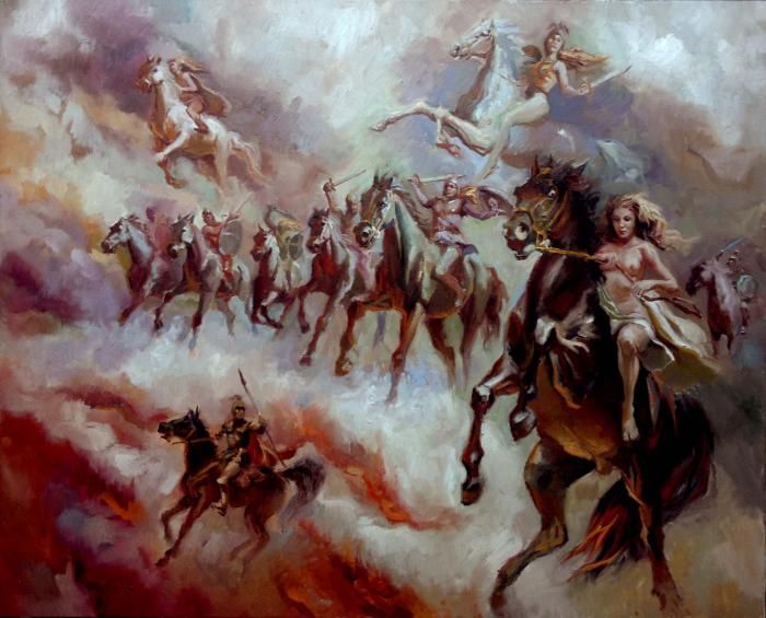 700x565 The Ride Of The Valkyries Valkyrie And Valhalla - Ride Of The Valkyries Painting
