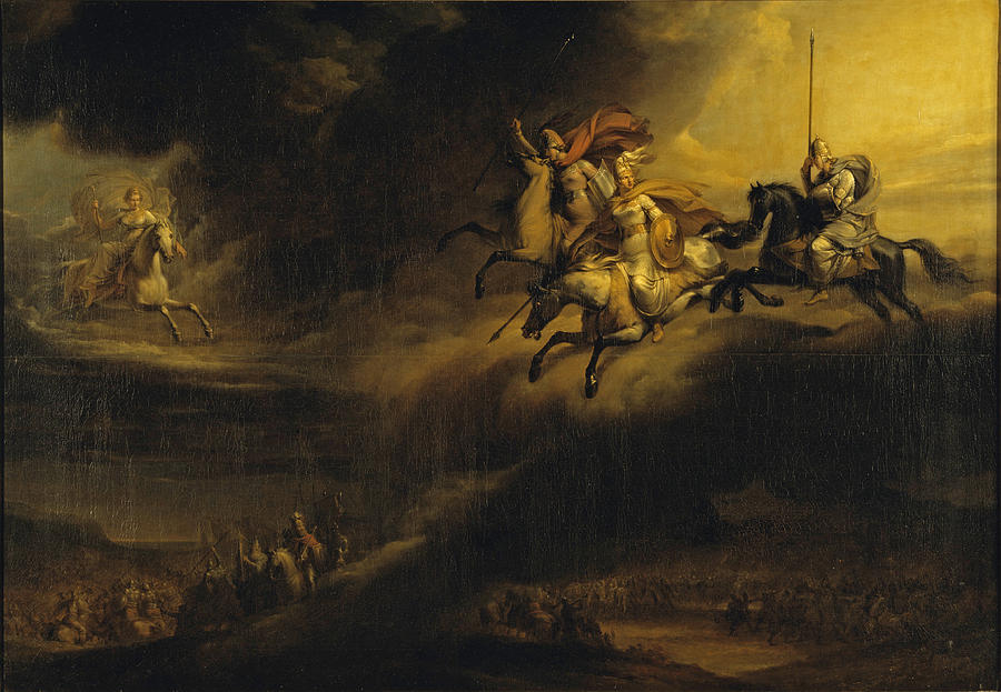 900x623 Valkyries Riding Into Battle Painting By Johan Gustaf Sandberg - Ride Of The Valkyries Painting