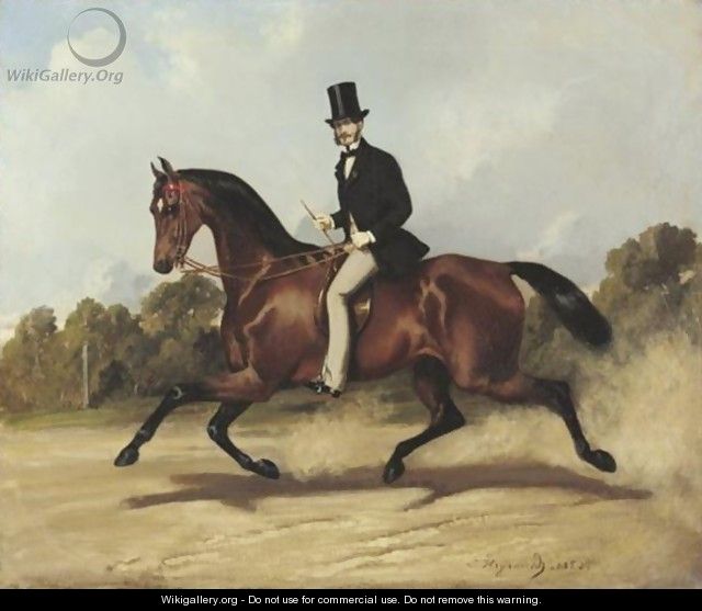 640x557 La Promenade A Cheval Louis Robert Heyrault Or Heyrauld, 19th - Riding Horse Painting