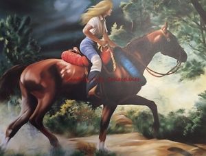 300x227 Beautiful 1335 Arist Proof Glenda Green Stormtrek Lady Riding - Riding Horse Painting