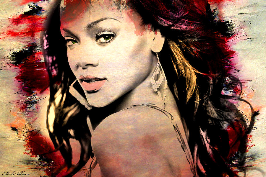 900x600 Rihanna Painting By Mark Ashkenazi - Rihanna Painting