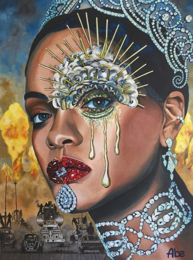 782x1054 Rihanna X Mad Max Portrait, Acrylic Painting On Behance - Rihanna Painting