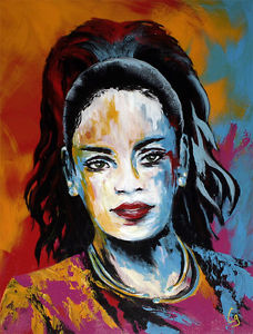 228x300 Rihanna Original Acrylic 18x24 Pop Art Realism Painting On Canvas - Rihanna Painting