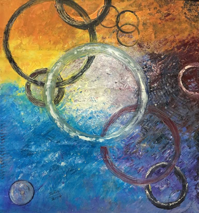 770x824 Saatchi Art Ring Linked Painting By Tahir Mehmood - Ring Painting