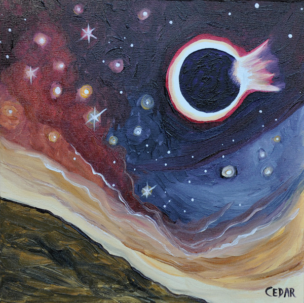 600x598 Diamond Ring Eclipse Amp Eclipse Of A Binary Star Art By Cedar Lee - Ring Painting