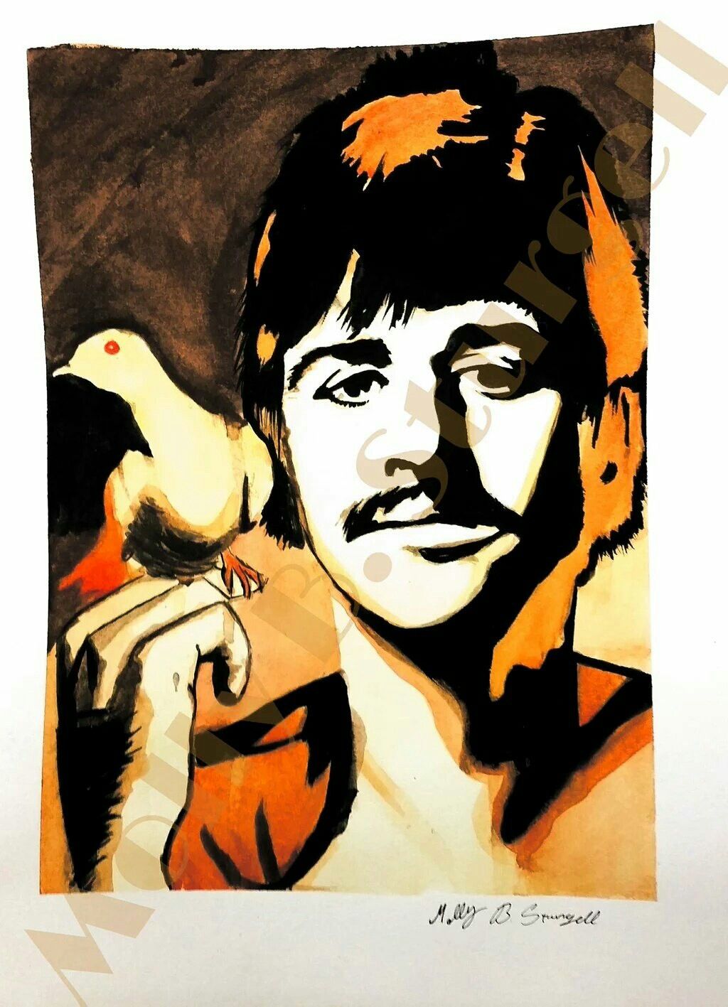 1024x1417 Ringo Starr Painting By Molly B. Sturgell @mollybsturgell - Ringo Starr Painting