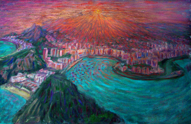 664x432 Rio Sunset From Sugarloaf Brazil Paintings And Prints By Paulb - Rio De Janeiro Painting