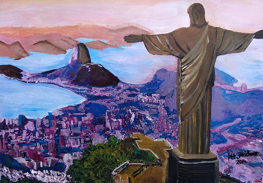 900x625 Rio De Janeiro With Christ The Redeemer Painting By M Bleichner - Rio Painting