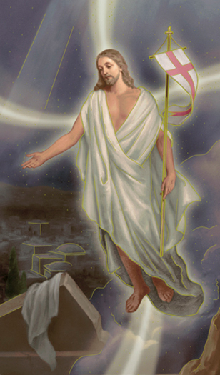 308x525 Risen Christ Holy Card - Risen Christ Painting