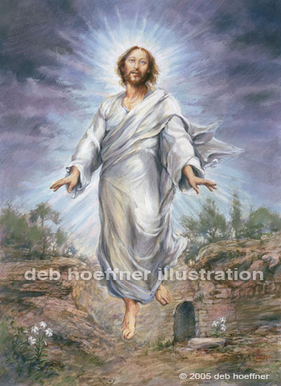 401x550 Risen Christ By Deb Hoeffner Illustration In A Contemporary - Risen Christ Painting