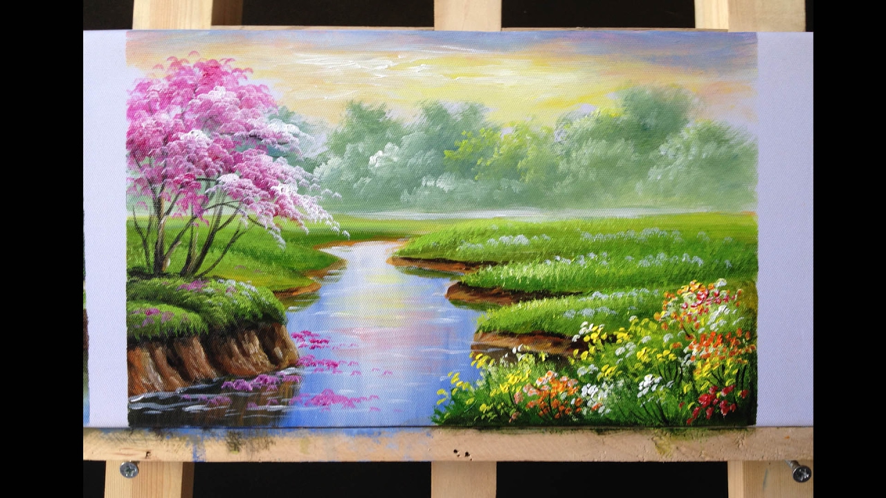 1280x720 How To Paint Riverbank With Acrylics Lesson 2 - River Bank Painting