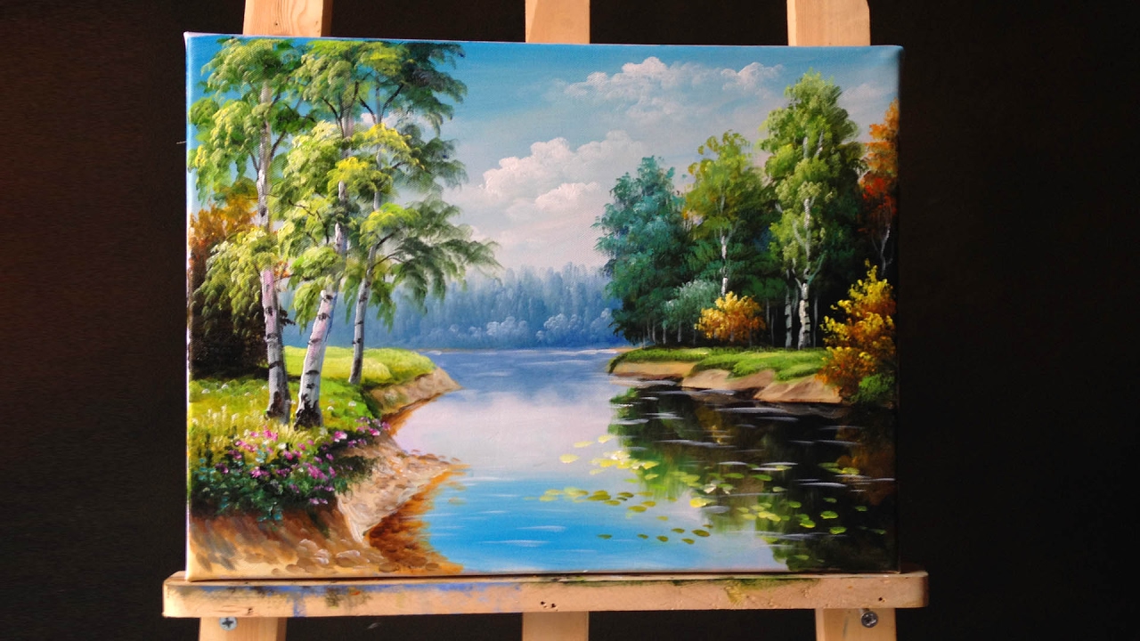 1280x720 How To Paint Riverbank With Acrylics Lesson 3 - River Bank Painting