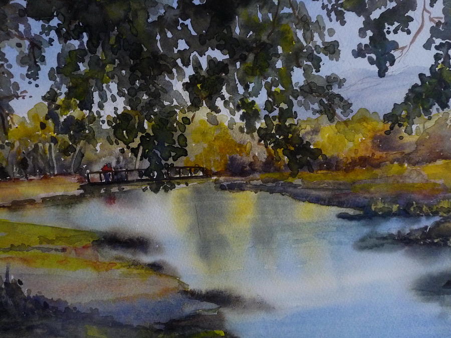 900x675 On The River Bank Painting By Barbi Vandewalle - River Bank Painting