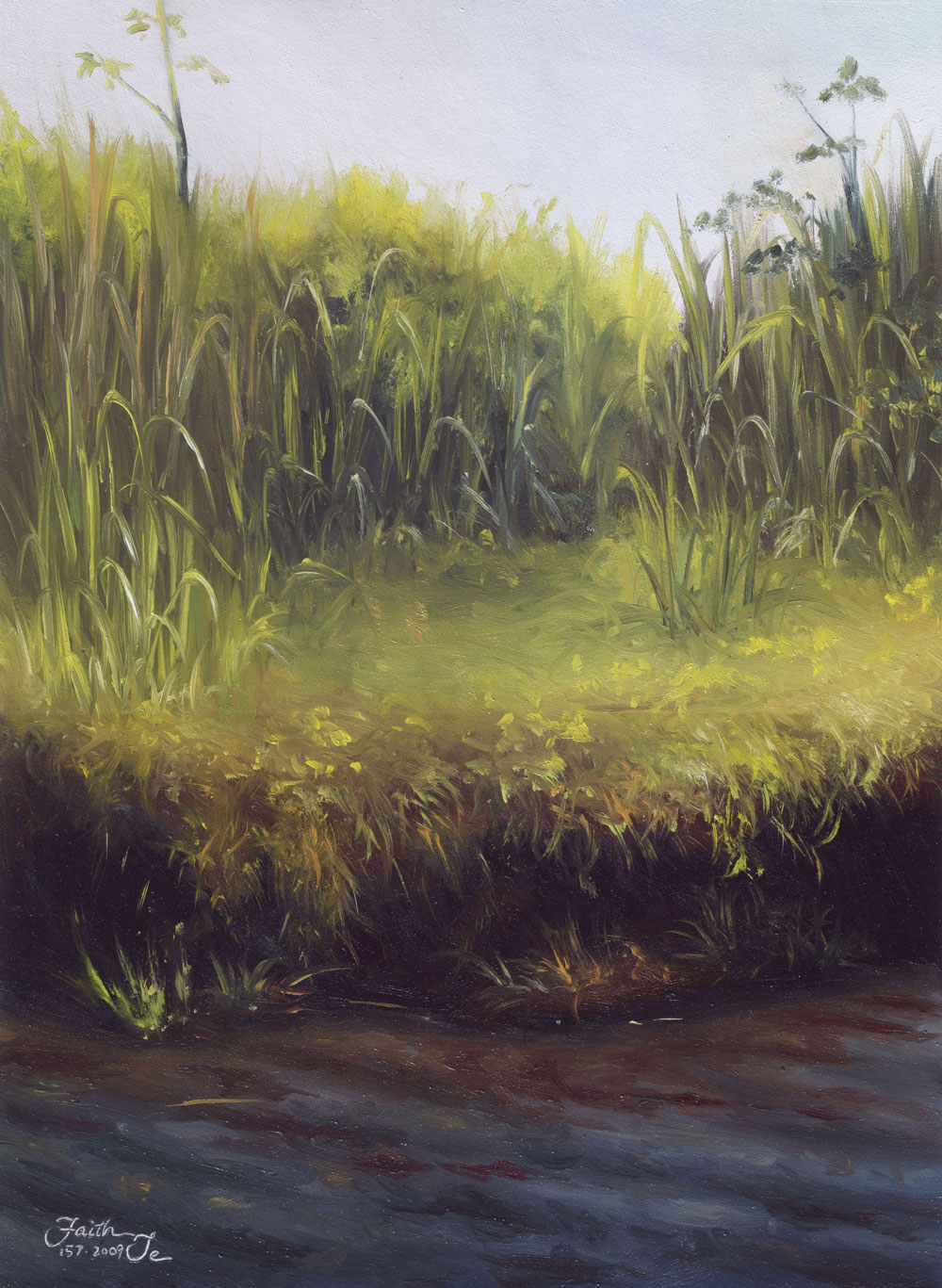 1000x1367 Realistic Landscape Oil Painting - River Bank Painting