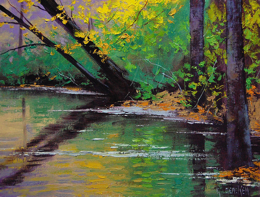 900x680 River Bank Painting By Graham Gercken - River Bank Painting