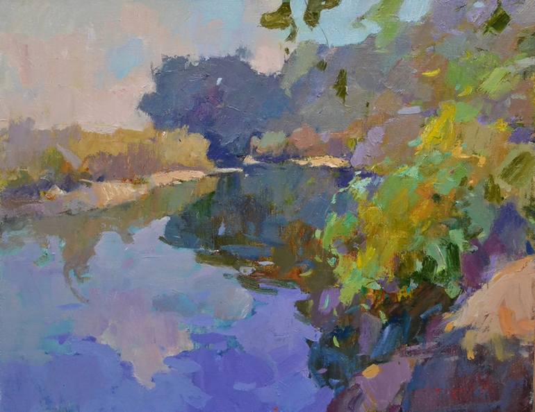 770x594 Saatchi Art Bank Of The River Painting By Shandor Alexander - River Bank Painting
