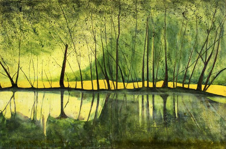 770x507 Saatchi Art The Riverbank Painting By Gregor Pratneker - River Bank Painting