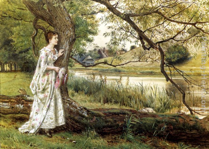 720x515 George Goodwin Kilburne On The River Bank Painting Anysize 50% Off - River Bank Painting