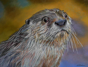 300x229 River Otter Paintings Pixels - River Otter Painting