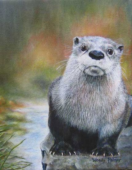 429x550 Wendy Palmer. River Otter Otter Painting - River Otter Painting
