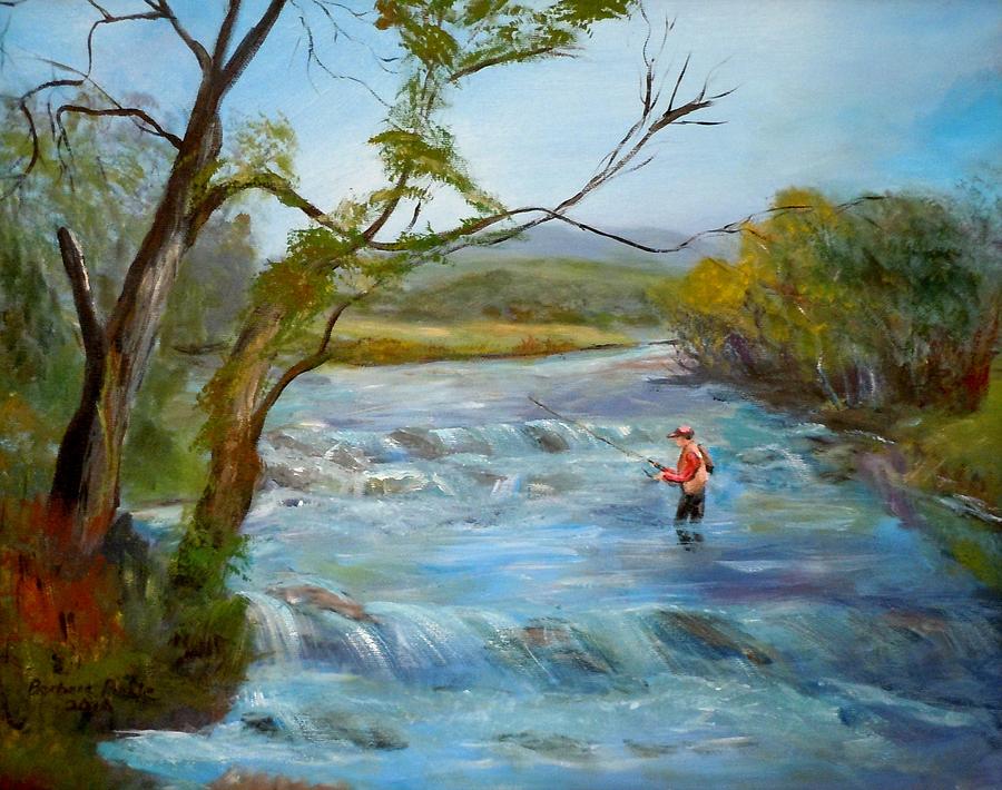 900x710 Hiawassee River Fly Fishing Painting By Barbara Pirkle - River Painting