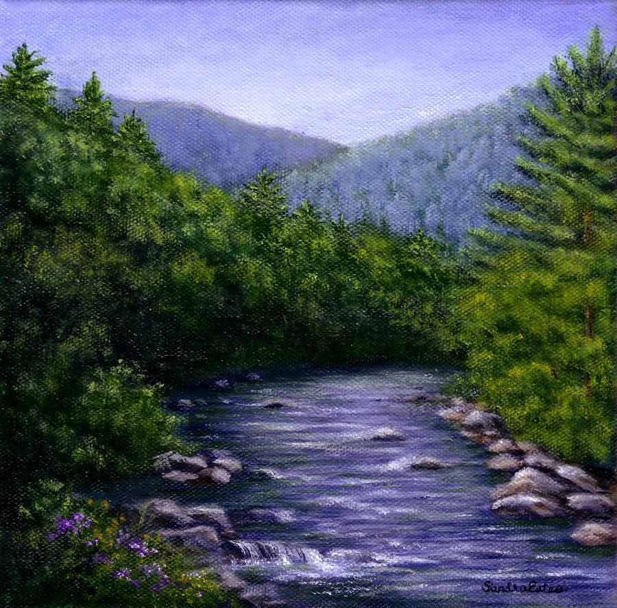 900x887 Swift River Painting By Sandra Estes - River Painting