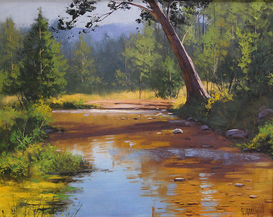 900x716 Blue Mountains Coxs River Painting By Graham Gercken - River Painting