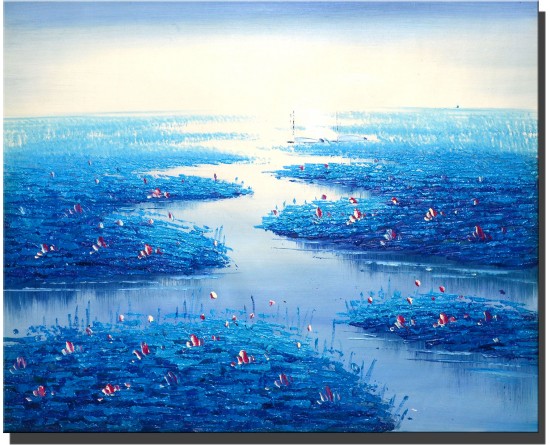 550x445 Buy Flower Oil Painting On Canvas (Unframed) Art Wall Decoration - River Painting