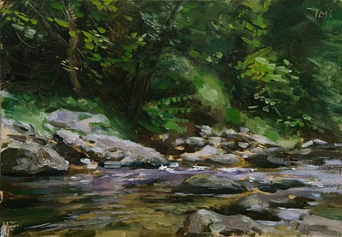 480x332 Daily Paintings A River In Asturias Postcard From Provence - River Painting Images