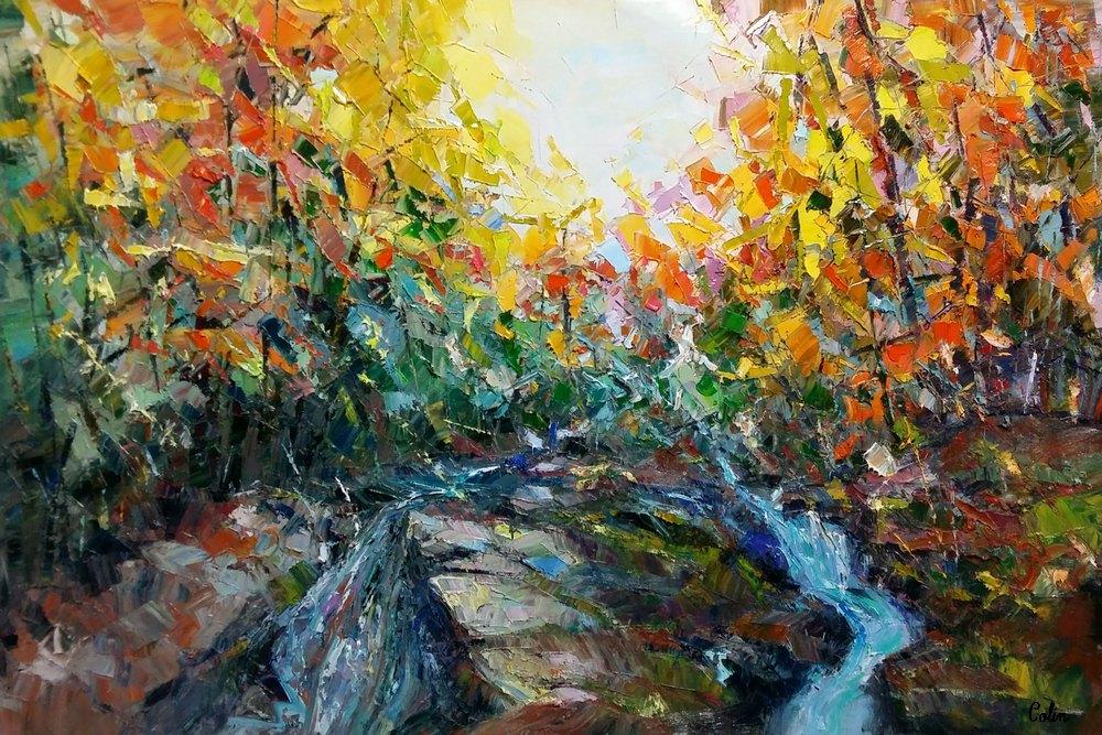 1000x667 Abstract Art, Forest River Painting, Oil Painting, Abstract - River Painting Images