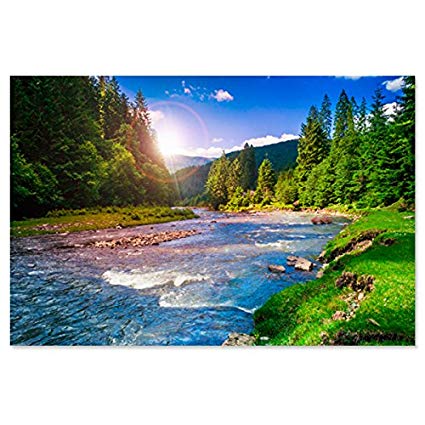 425x425 Large Wall Art Decor Poster Painting On Canvas Print - River Painting Images