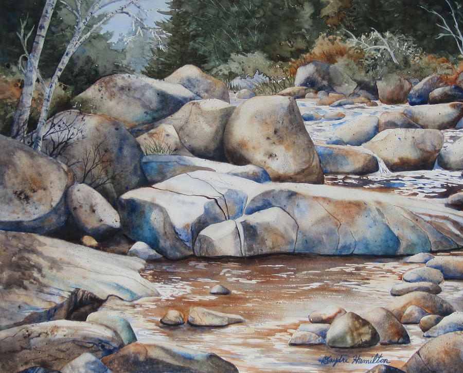 900x725 River Rocks Painting By Daydre Hamilton - River Rocks For Painting