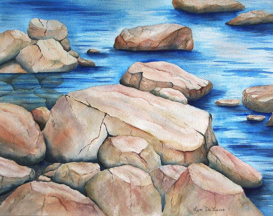 900x713 River Rocks Painting By Lyn Delano - River Rocks For Painting