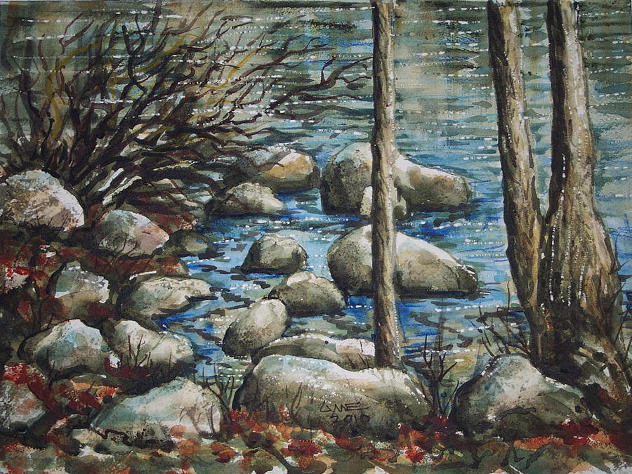 900x675 River Rocks Painting By Lynne Haines - River Rocks For Painting